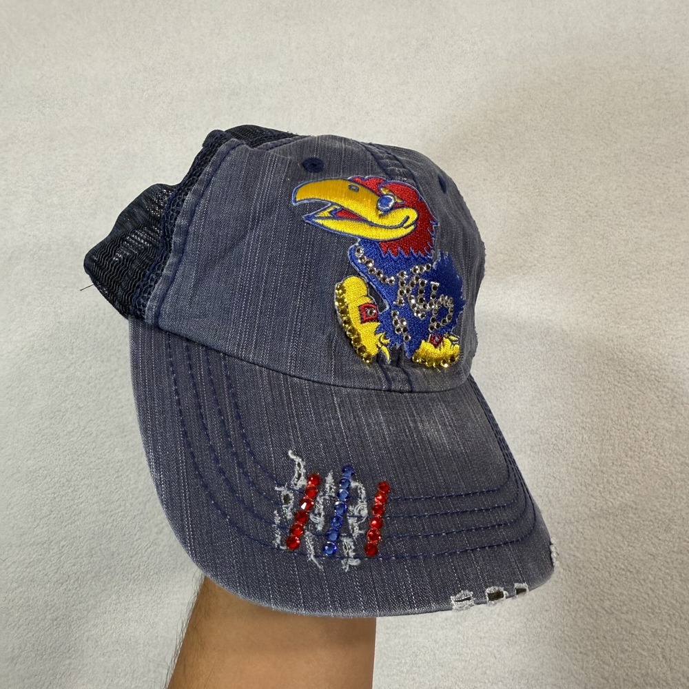 Kansas Jayhawks Hat Cap‎ Women One Size Casual Top Baseball rhinestone